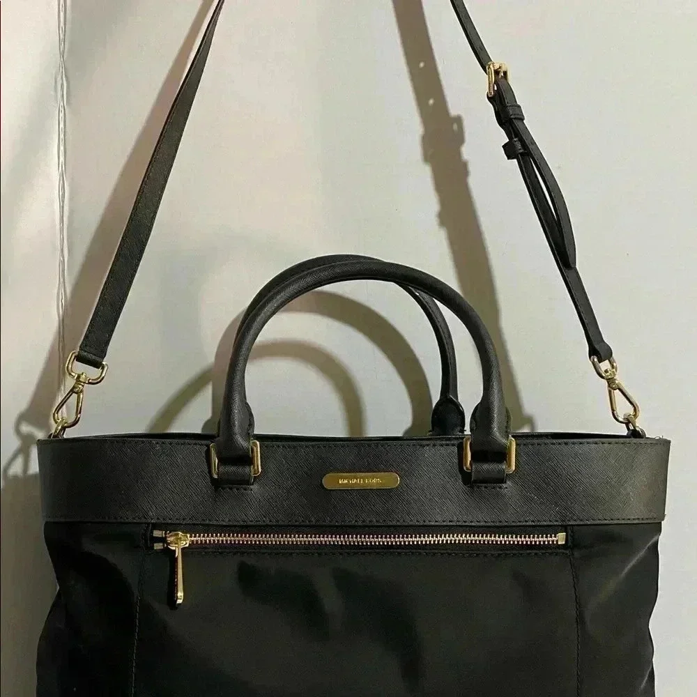 Michael kors Black nylon & saffiano leather satchel bag